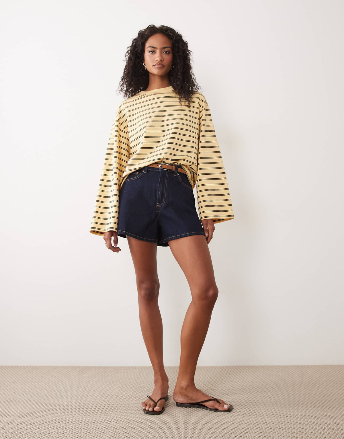 Holly Top Yellow Brown Stripe