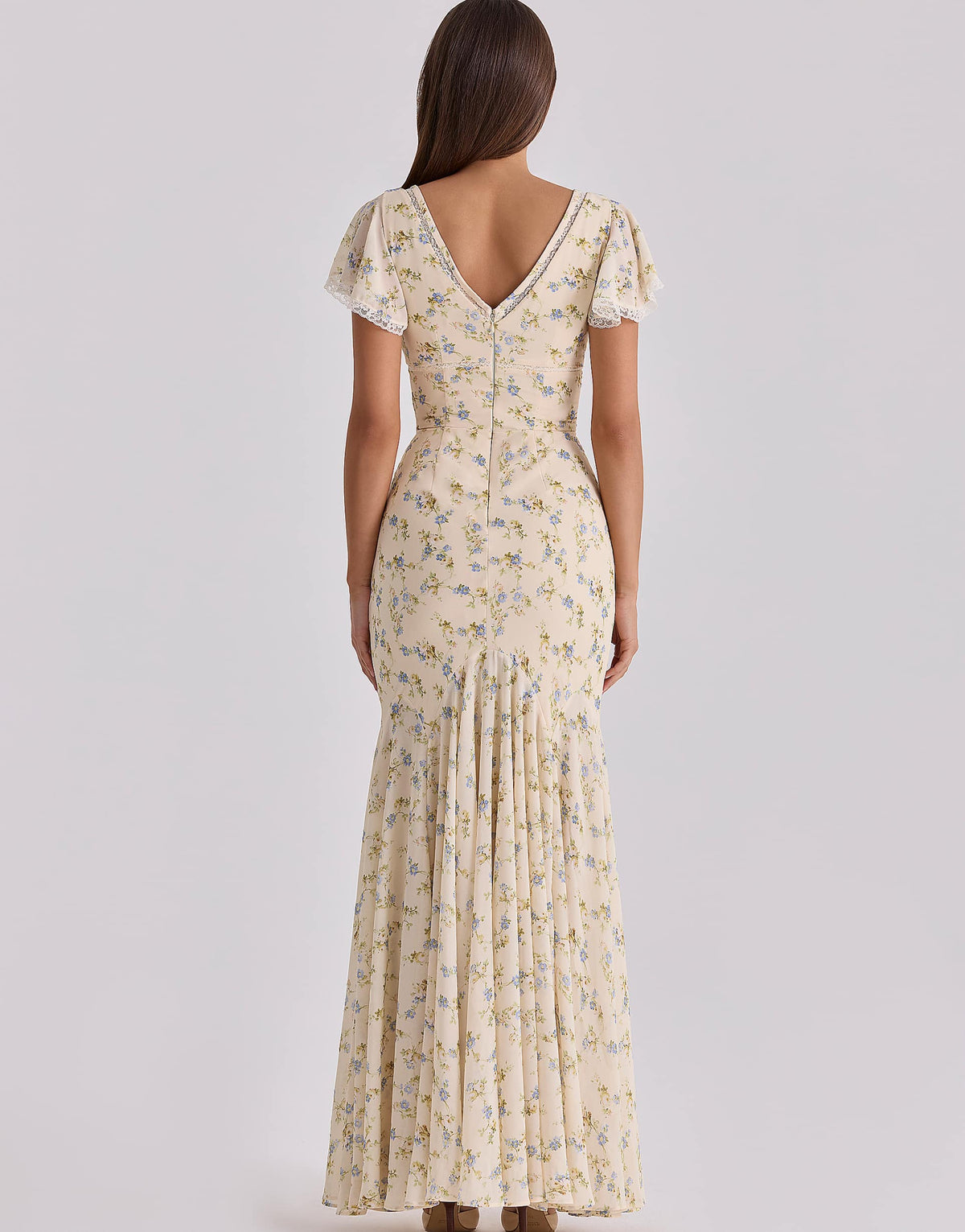 Primrose Maxi Dress Ivory Rose Print