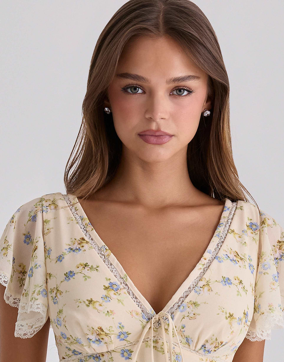 Primrose Maxi Dress Ivory Rose Print
