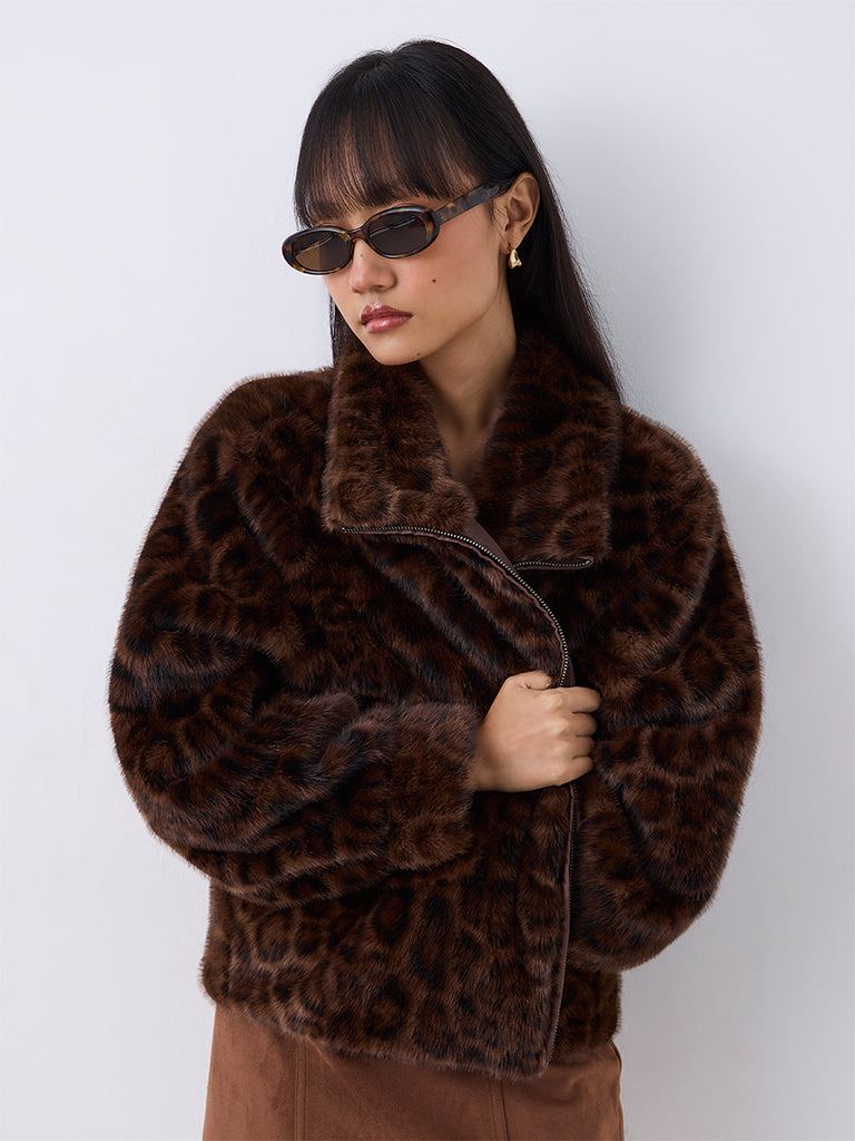 Tallulah Fur Jacket Dark Brown