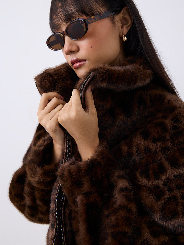 Tallulah Fur Jacket Dark Brown