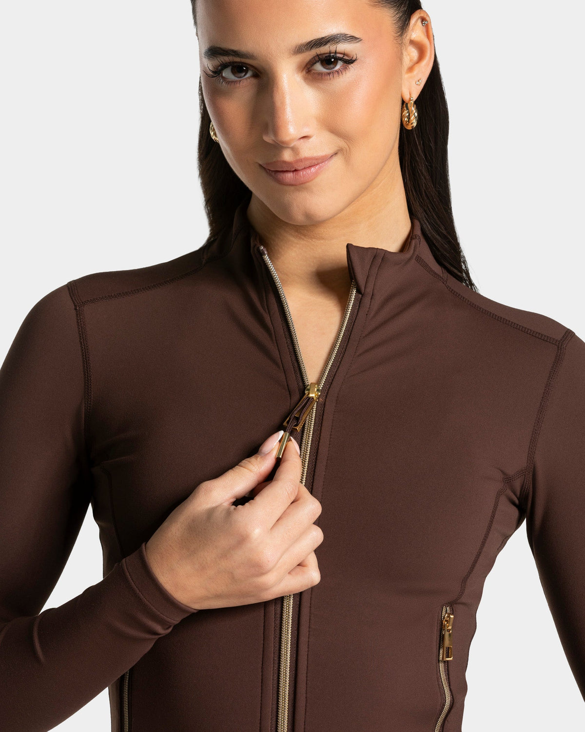 Lena Zip Jacket Espresso/Gold
