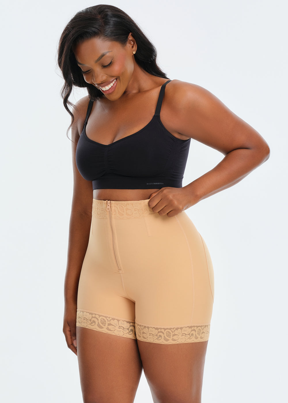 BootyBoosting Mid-Waist Zip Shorts