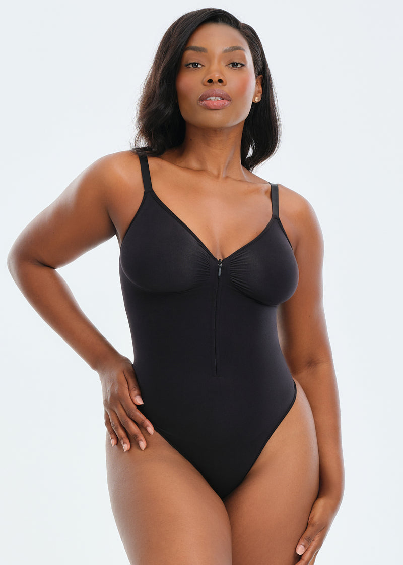 SmoothingSeamless Front Zip Bodysuit Thong