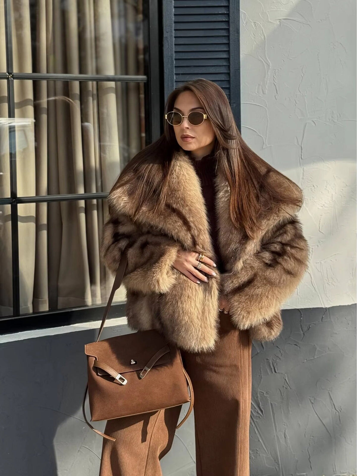 Katya Fur Coat Khaki