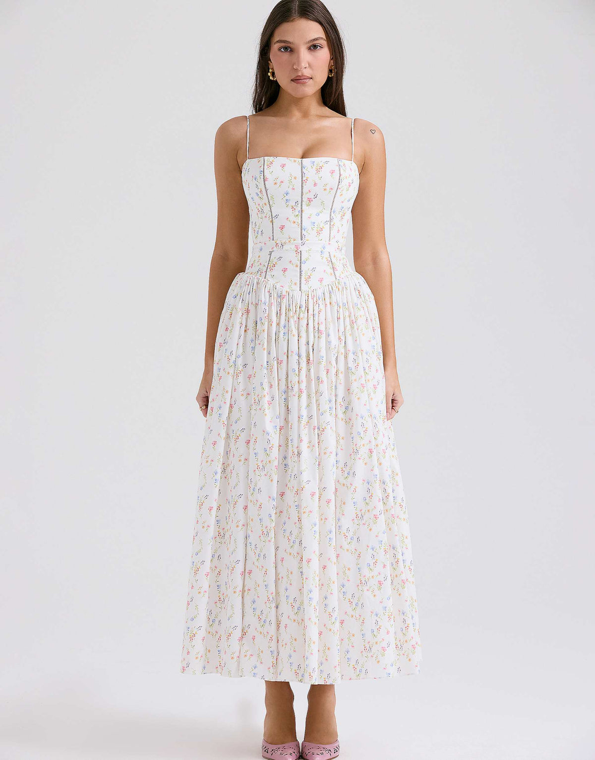 Matilda Maxi Dress White Posy Print