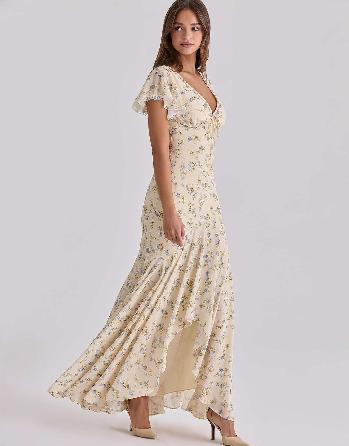Primrose Maxi Dress Ivory Rose Print