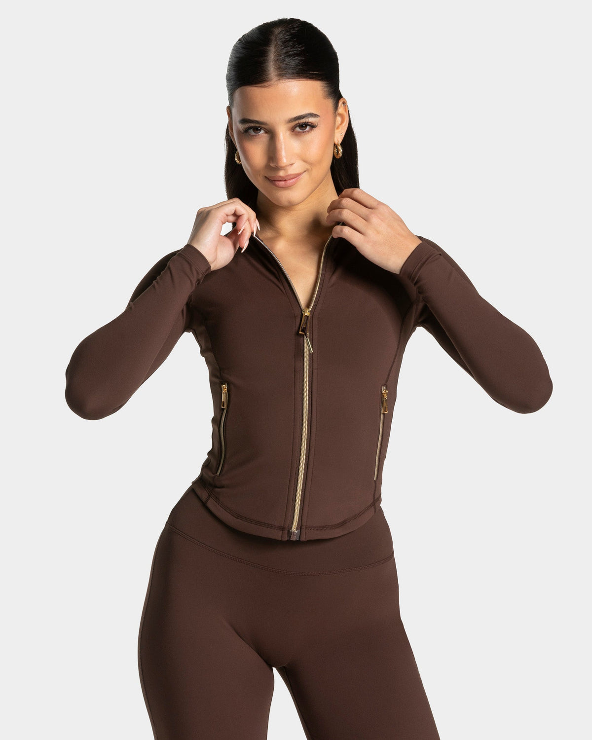 Lena Zip Jacket Espresso/Gold