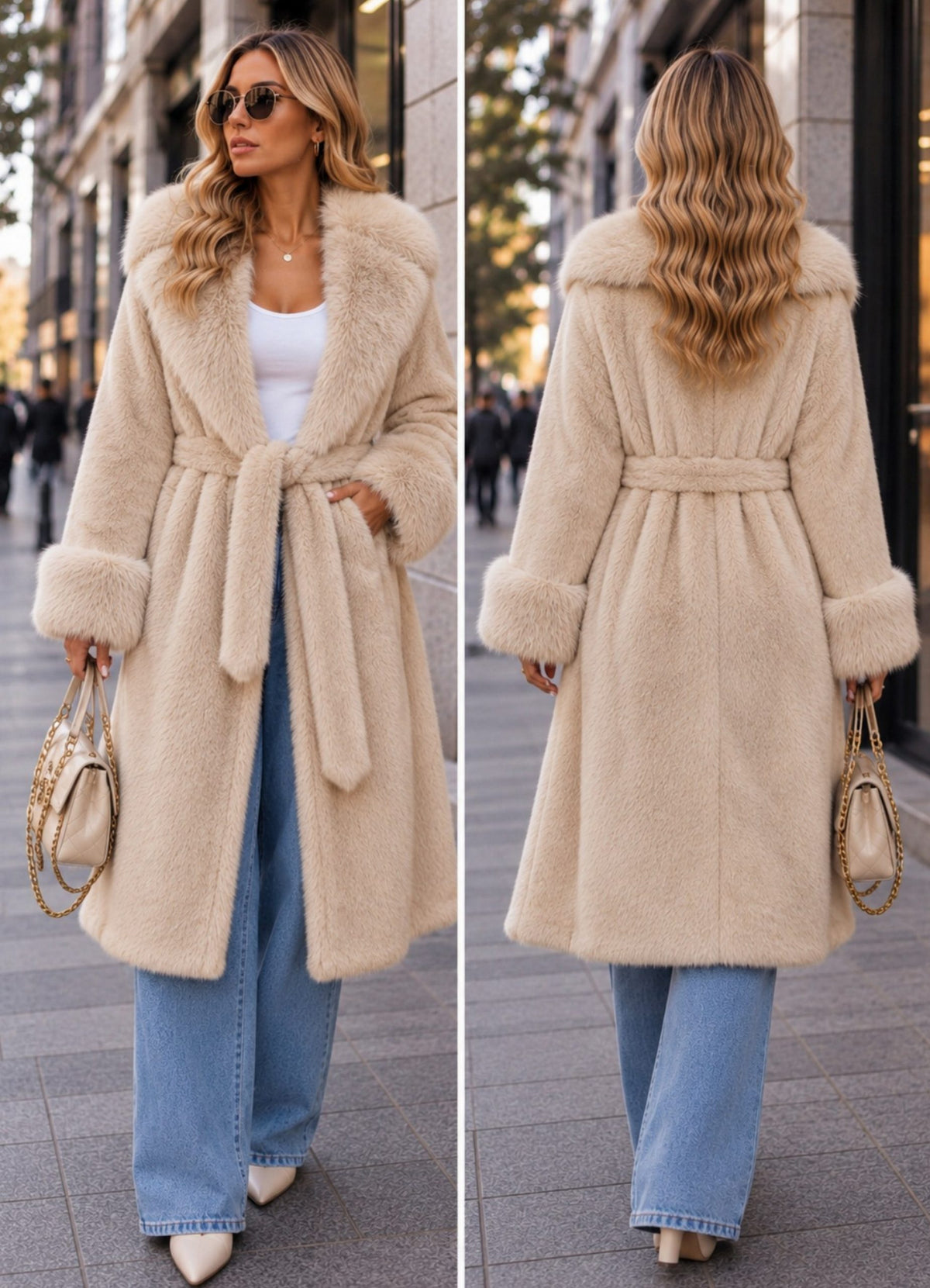 Elsa Fur Coat Beige