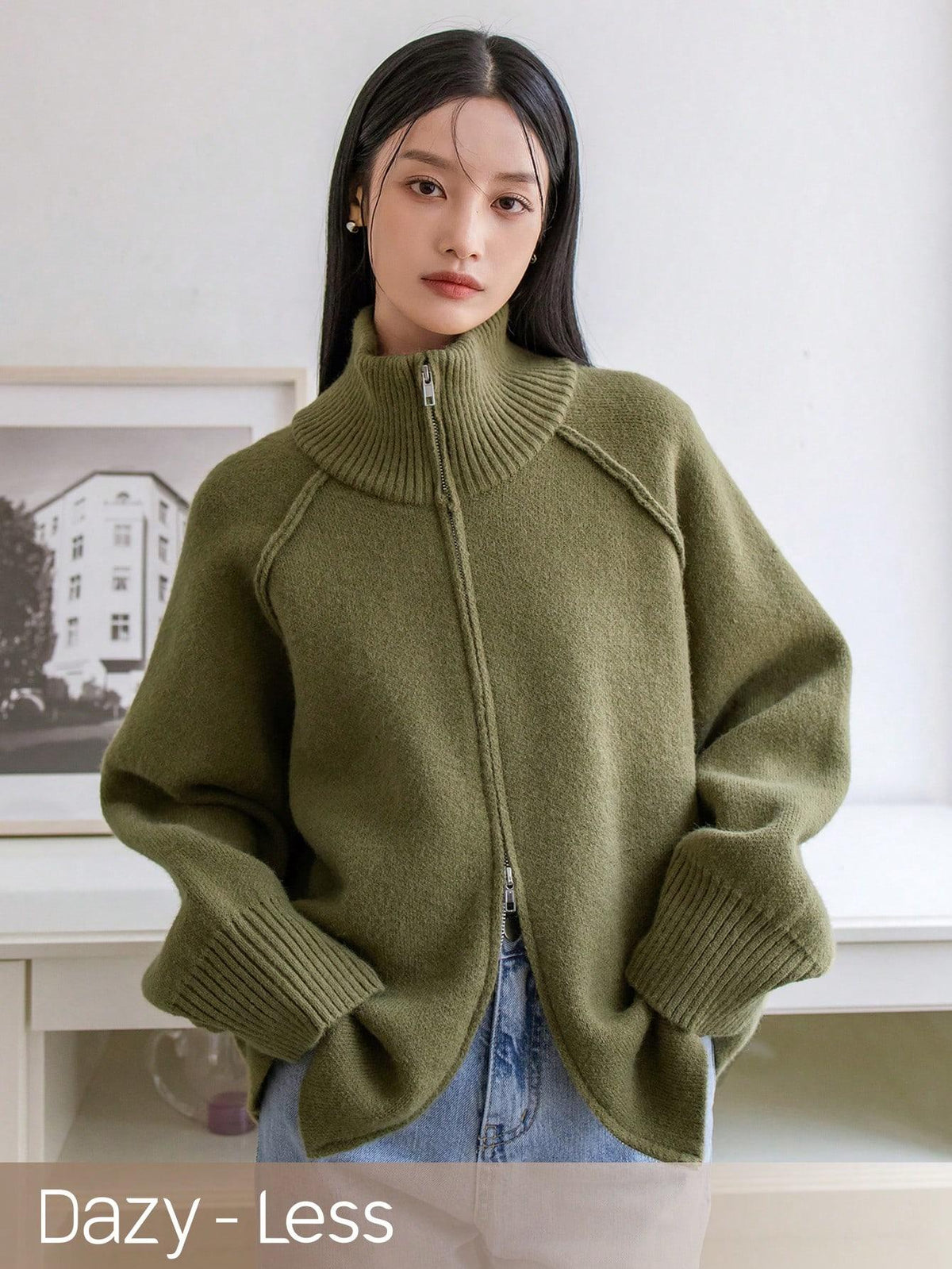 Brielle Zip Sweater Green