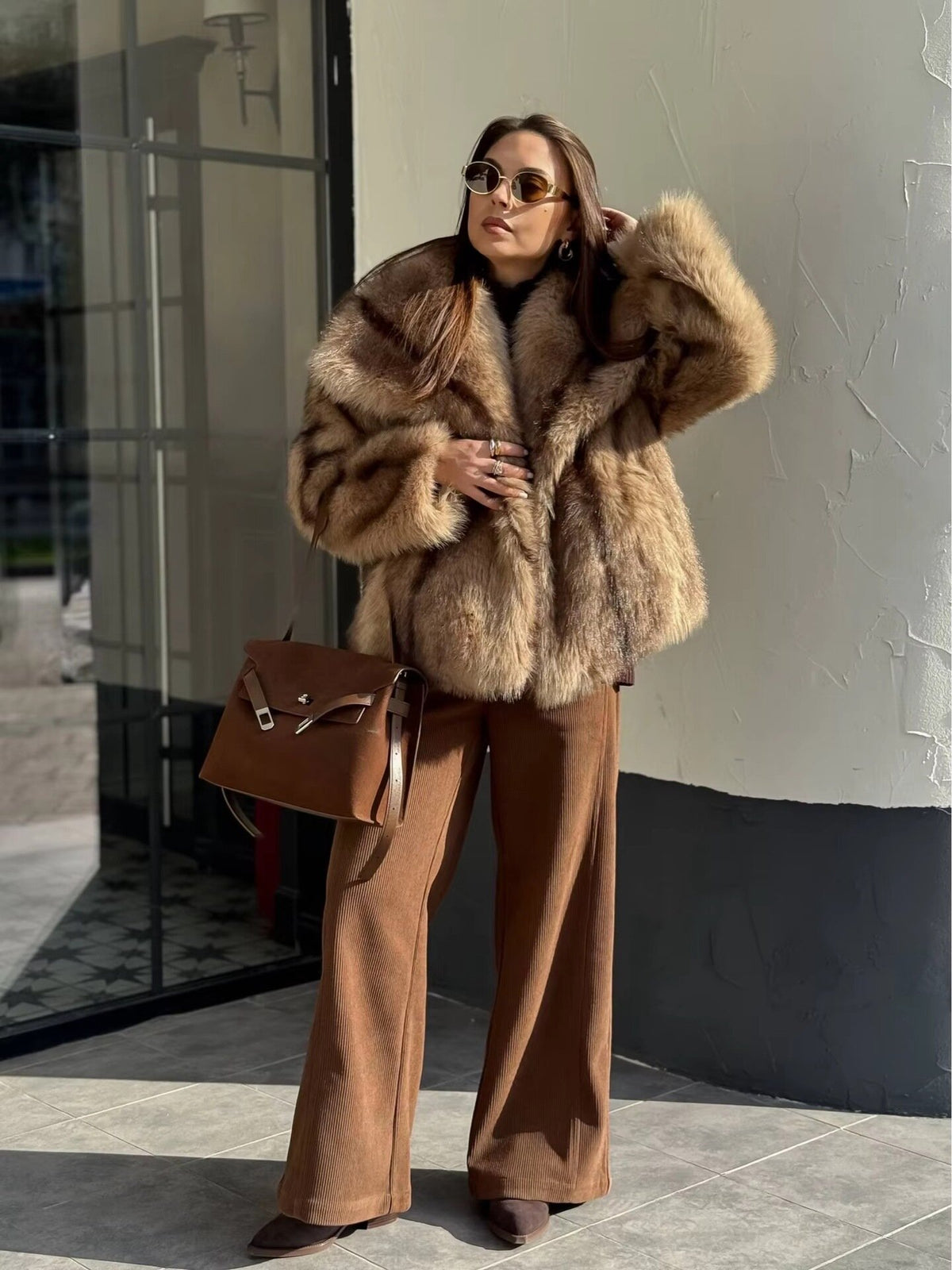 Katya Fur Coat Khaki